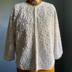 Vintage Satin Trimmed Beaded Lace Jacket 50s